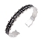 Good Luck Zinc Alloy Black Enamel Open Cuff Bangles for Women, Platinum, Inner Diameter: 2-3/8x1-7/8 inch(6.1x4.7cm)