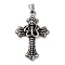 316 Surgical Stainless Steel Big Pendants, Cross with Snake Charms, Antique Silver, 60.5x38.5x12.5mm, Hole: 9x4mm