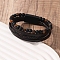 Natural Tiger Eye Beaded Bracelets,  Multi-strand Imitation Leather Cord Bracelets for Men, 8-1/4 inch(21cm)