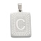 Non-Tarnish 304 Stainless Steel Pendants, Rectangle with Alphabet, Letter.C, 30x20x1.5mm, Hole: 3x6mm