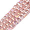 Electroplate Transparent Glass Beads Strands, Faceted, Cube, Pink, 7x7x6.5mm, Hole: 1.2mm, about 100Pcs/strand, 25.98 inch(66cm)