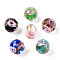 Luminous Handmade Gold Sand Lampwork Beads, Glow in the Dark, Round with Flower, Mixed Color, 12x11.5mm, Hole: 1.5mm