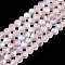 Transparent Glass Beads Strands, Faceted, Frosted, Half AB Color Plated, Rondelle, Pink, 3.5~3.8x3mm, Hole: 0.4mm, about 113~115pcs/strand, 32.5~33cm