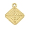 Ion Plating(IP) 304 Stainless Steel Pendants, Rhombus Charm, Real 18K Gold Plated, 21x17x3.5mm, Hole: 2mm