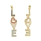 Brass Micro Pave Colorful Cubic Zirconia Big Pendants, Word LOVE Charm, Real 18K Gold Plated, 54x12x2mm, Hole: 3.5x4mm