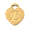 Ion Plating(IP) 304 Stainless Steel Pendants, Laser Cut, Heart with Letter Charm, Golden, Letter E, 15x12x1mm, Hole: 3x3.5mm