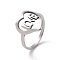 Non-Tarnish 201 Stainless Steel Heart with Word Love Finger Ring, Hollow Wide Ring for Valentine's Day, Stainless Steel Color, US Size 6 1/2(16.9mm)