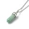 Bullet Faceted Natural Green Aventurine Pendant Necklace, with 304 Stainless Steel  Star & Moon Link and Chain, 18.31 inch(465mm) 