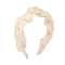 Pleated Cloth Hair Bands with Plastic Imitation Pearl Decor, Headwear Hair Accessories, Wheat, 120x45mm