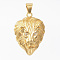 304 Stainless Steel Pendants, with Rhinestones, Lion, Golden, 45.5x32.5x15mm, Hole: 10x7mm