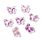 Transparent Baking Paint Glass Beads, with Glitter Powder, Butterfly, Magenta, 10x14x5.5mm, Hole: 1mm