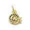 Real 18K Gold Plated Brass Pave Colorful Cubic Zirconia Pendants, with Jump Rings, Fish, 9x10.5x2mm, Hole: 3mm