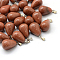 Teardrop Synthetic Goldstone Pendants, with Platinum Tone Brass Findings, 21~24x12~14mm, Hole: 2x7mm