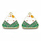 Alloy Enamel Pendants, Cadmium Free & Lead Free, Chinese Zongzi, Light Gold, Green, 23x23x1.5mm, Hole: 2mm