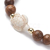 Tortoise Synthetic Turquoise & Wenge Wood Stretch Bracelets for Women BJEW-JB10106-04-3