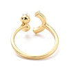 Smiling Face Imitation Pearl Cuff Ring for Women RJEW-C004-28-RS-2