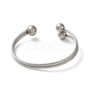 Non-Tarnish 304 Stainless Steel Round Ball Cuff Bangles BJEW-P310-05P-1