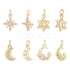 BENECREAT 8Pcs 4 Style Brass Micro Pave Cubic Zirconia Charms KK-BC0011-44-1