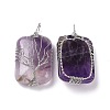 Natural Amethyst Copper Wire Wrapped Pendants G-H281-08P-09-2