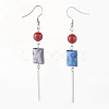 Natural & Synthetic Mixed Gemstone and Fire Agate Beads Dangle Earrings Sets EJEW-JE02804-2