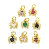 Rack Plating Brass Micro Pave Cubic Zirconia Spider Charms ZIRC-I065-02-1