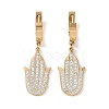 Hamsa Hand 304 Stainless Steel Polymer Clay Rhinestone Dangle Earrings EJEW-L283-003G-1