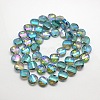 Electroplate Crystal Glass Flat Round Beads Strands EGLA-F062-M-2