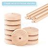 Unfinished Schima Wood Vehicle Wheels & Birch Wood Stick Sets DIY-WH0308-326B-4