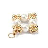 Shell Pearl Pendants with Brass Round Beads PALLOY-JF02084-2