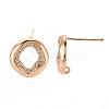 Brass Micro Pave Clear Cubic Zirconia Stud Earrings Findings KK-T062-75G-NF-2
