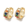 Brass Micro Pave Colorful Cubic Zirconia Hoop Earrings EJEW-E295-10KCG-1