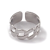 Non-Tarnish 304 Stainless Steel Curb Chains Shape Open Cuff Rings for Women RJEW-G285-54P-2