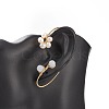 Natural Quartz & PearlBraided Flower Cuff Earrings EJEW-JE04957-04-4