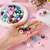 Pandahall 50Pcs 10 Colors Round with Star Food Grade Eco-Friendly Silicone Beads SIL-TA0001-47-5