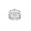 304 Stainless Steel Star Open Cuff Ring for Women RJEW-S405-151P-2