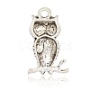 Antique Silver Alloy Rhinestone Owl Pendants for Halloween Jewelry ALRI-J058-01AS-2