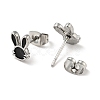 Enamel Rabbit Stud Earrings with 316 Surgical Stainless Steel Pins EJEW-A081-03P-3