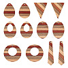 Pandahall 12Pcs 6 Styles Wenge Wood & Sandalwood & White Ash Pendants WOOD-TA0001-94-11