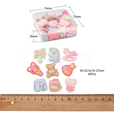 40Pcs Cute Resin Cabochons CRES-YW0001-05-1