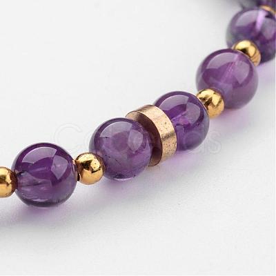 Natural Round Gemstone Beaded Stretch Bracelets BJEW-JB02453-1