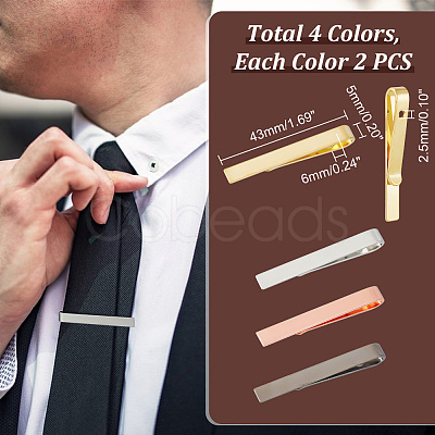 Unicraftale 8Pcs 4 Colors Brass Collar Tie Clips for Men DIY-UN0056-11-1