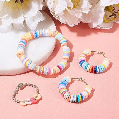 Flat Round Handmade Polymer Clay Bead Spacers CLAY-R067-4.0mm-19-1