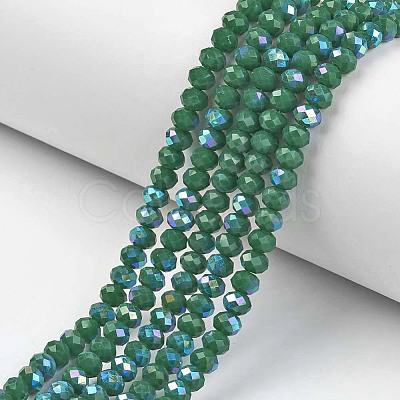 Electroplate Opaque Solid Color Glass Beads Strands EGLA-A034-P6mm-L05-1