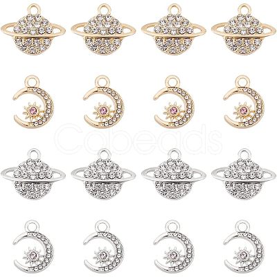 Unicraftale 32Pcs 4 Style Alloy Rhinestone Pendants FIND-UN0001-36-1