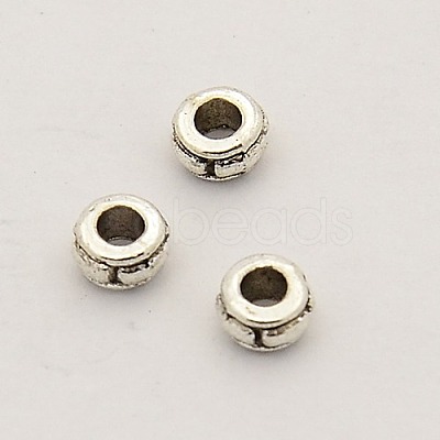 Antique Silver Rondelle Alloy Spacer Beads X-PALLOY-N0002-05AS-1