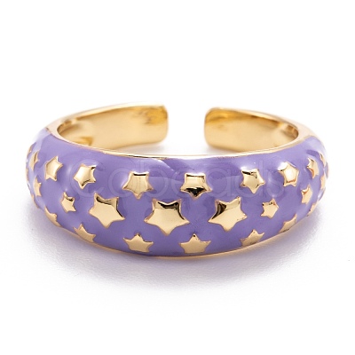 Brass Enamel Cuff Rings RJEW-I077-14G-1