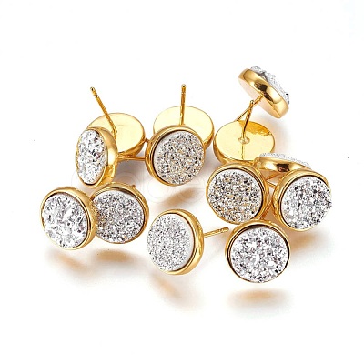 Druzy Resin Earrings KK-E724-L-04G-1