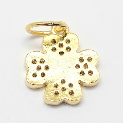 CZ Brass Micro Pave Cubic Zirconia Clover Charms ZIRC-L018-12-1