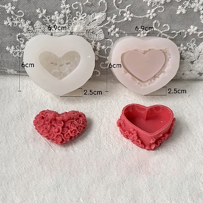 Heart with Flower Food Grade Silicone Candle Molds PW-WG88543-04-1