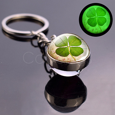 Luminous Alloy Glass Keychain CLOV-PW0001-077C-1